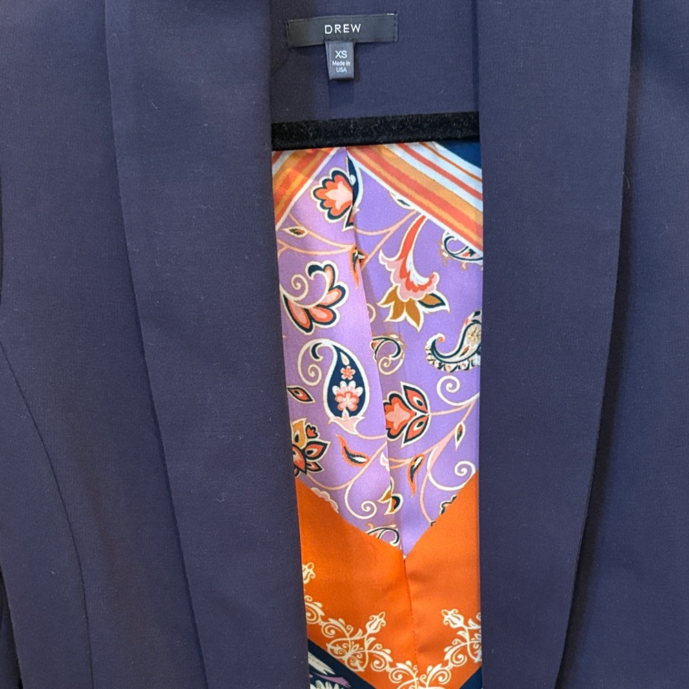 Drew Navy Blazer With Patterned Lining - image 4